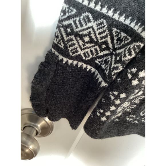 Sundance Anya Nordic Fair Isle Ruffled Wool Cardigan Sweater Black White Small - Picture 4 of 10
